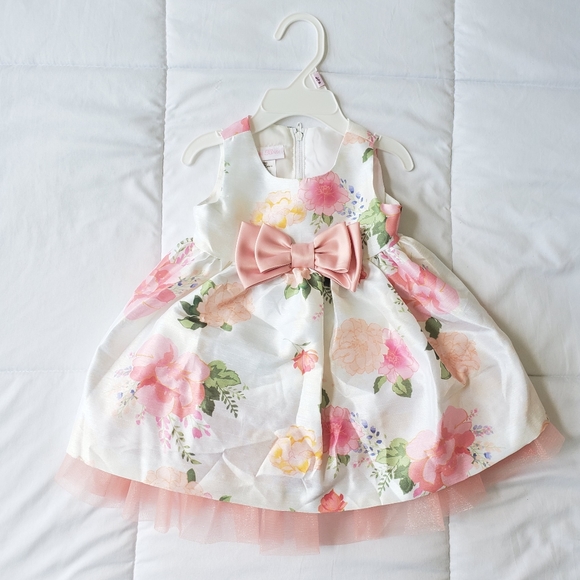 Bonnie Baby Easter Dress 3-6 Months worn once pink white green